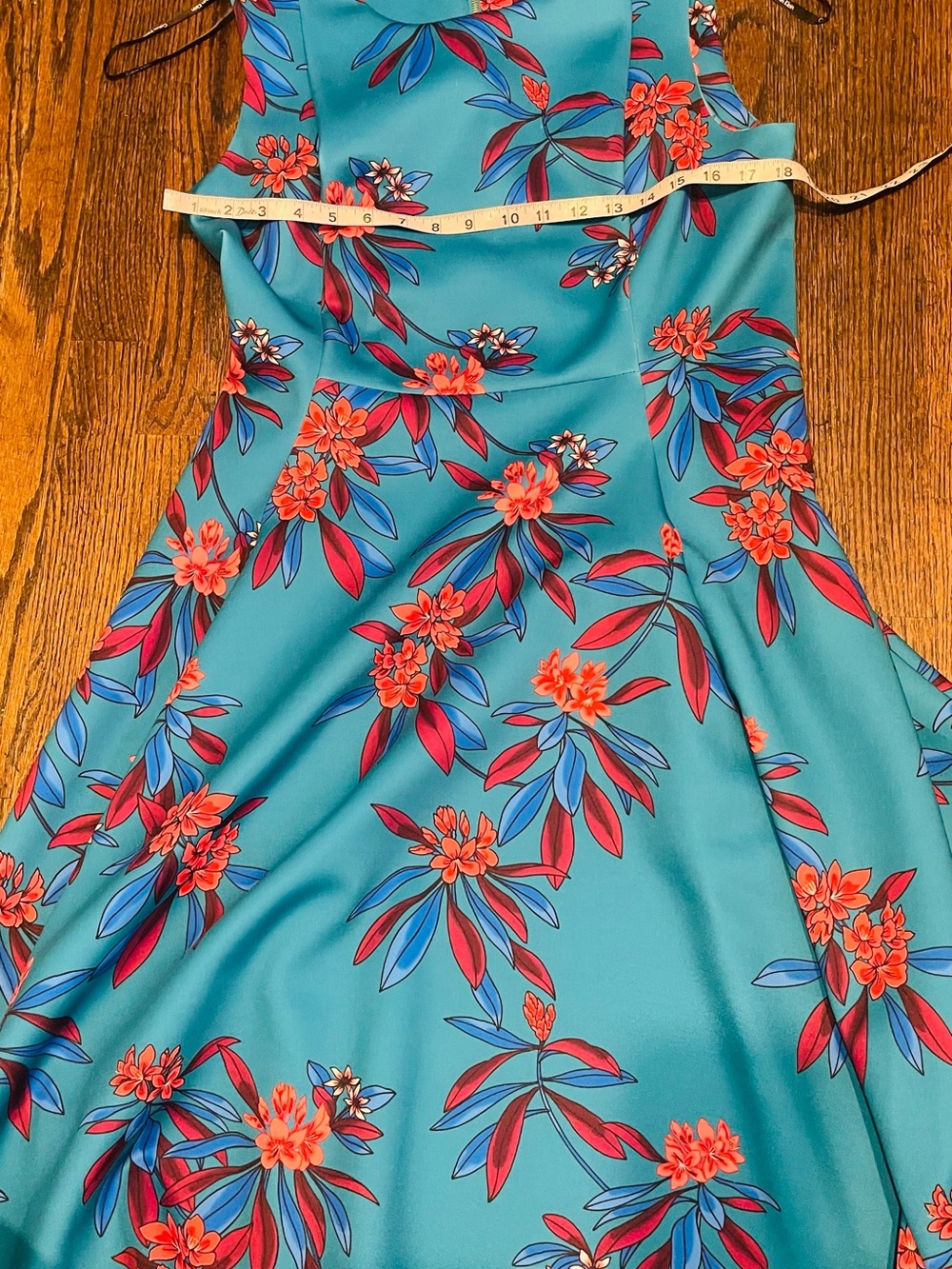 Calvin Klein  elegant Teal Floral V-Neck Sleeveless Maxi Dress size 14 - Picture 13 of 15